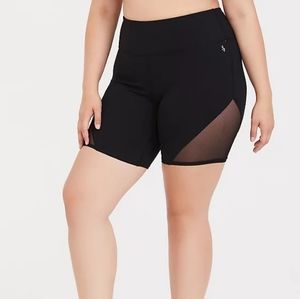 Torrid Black Mesh Insert Active Bike Shorts